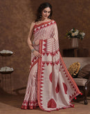 Dusty Peach Silk Printed Saree