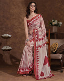 Dusty Peach Silk Printed Saree