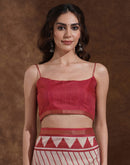 Dusty Peach Silk Printed Saree