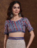 Beige Silk Printed Saree