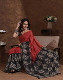 Orange Silk Printed Saree