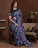 Blue Silk Printed Saree