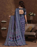 Blue Silk Printed Saree