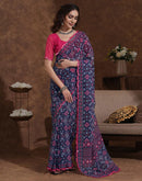 Blue Georgette Printed Saree