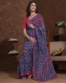 Blue Georgette Printed Saree
