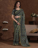 Black Georgette Printed Saree