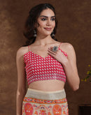 Beige Linen Woven Printed Saree