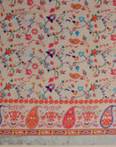 Beige Linen Woven Printed Saree