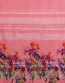 Pink Linen Woven Printed Saree