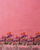 Pink Linen Woven Printed Saree