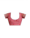 Pink Linen Woven Printed Saree