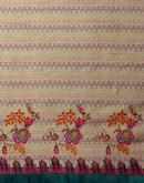 Dusty Beige Linen Woven Printed Saree
