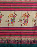 Dusty Beige Linen Woven Printed Saree