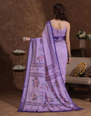 Lavender Linen Woven Printed Saree