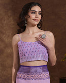 Lavender Linen Woven Printed Saree