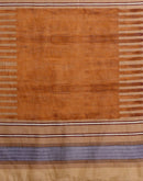 Dark Beige Linen Woven Printed Saree
