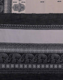 Off White Linen Woven Printed Saree