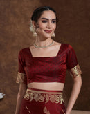 Maroon Silk Woven Banarasi Saree