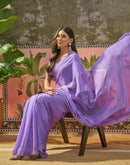Lavender Chiffon Stone Work Swarovski Saree