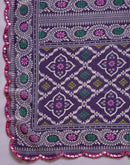 Purple Georgette Printed Mirror Work Saree