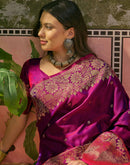 Purple Silk Woven Banarasi Saree