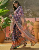 Dusty Purple Georgette Printed Saree