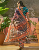 Dusty Purple Georgette Printed Saree
