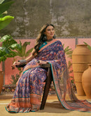Dusty Purple Georgette Printed Saree