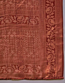 Dusty Teal Green Georgette Printed Saree