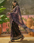 Black Georgette Printed Saree