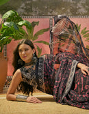 Black Georgette Printed Saree