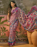Multicoloured Linen Printed Saree