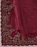 Maroon Vichitra Silk Stone Work Embroidery Saree
