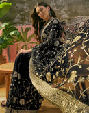 Black Georgette Embroidery Saree