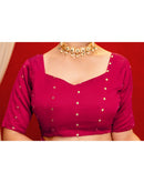 Dark Rani Pink Georgette Foil Printed Lace Saree