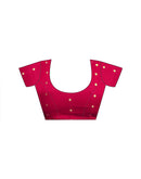 Dark Rani Pink Georgette Foil Printed Lace Saree