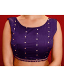 Dark Purple Georgette Foil Printed Lace Saree