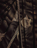 Black Georgette Foil Printed Lace Saree