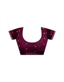 Wine Georgette Foil Printed Lace Saree