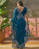 Peacock Blue Shimmer Stone Work Swarovski Saree