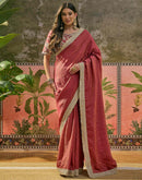 Maroon Tissue Silk Lace Saree