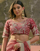 Maroon Tissue Silk Lace Saree