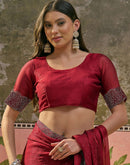 Maroon Shimmer Stone Work Swarovski Saree