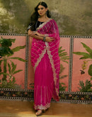 Pink Net Sequence Embroidery Saree