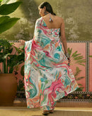 Multicoloured Linen Printed Saree