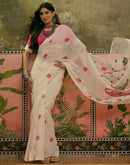 Beige Linen Printed Saree