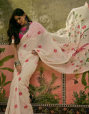 Beige Linen Printed Saree