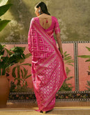 Dark Pink Silk Woven Patola Saree