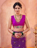 Dark Purple Silk Woven Paithani Saree