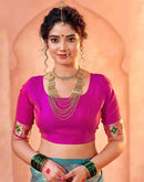 Teal Blue Silk Woven Paithani Saree
